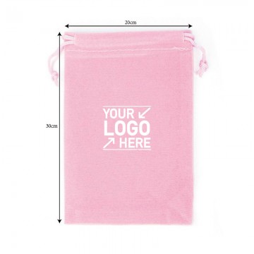 Pink Velvet Drawstring Gift Bag